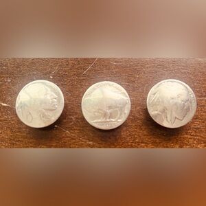 1 Buffalo Nickel & 2 Indian Head Nickel Button Covers